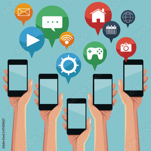 Mobile smartphones app icon vector illustration graphic design