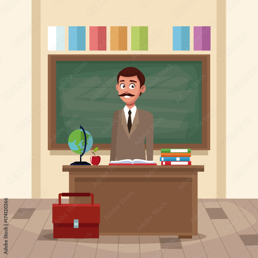 Teacher in classroom cartoon icon vector illustration graphic design Teacher in classroom cartoon icon vector illustration graphic design