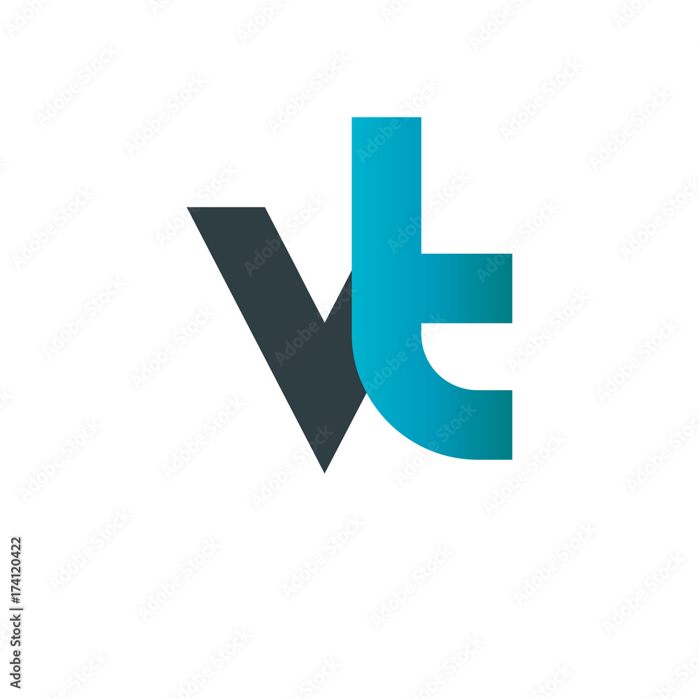 Initial Letter VT Linked Design Logo Initial Letter VT Linked Design Logo