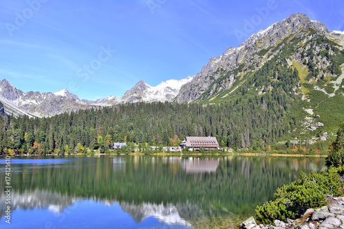 Mountain lake (Popradske Pleso) in High Tatras National Park, Slovakia