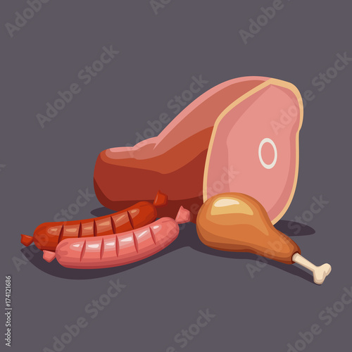 Chicken and pork meat icon vector illustration graphic design