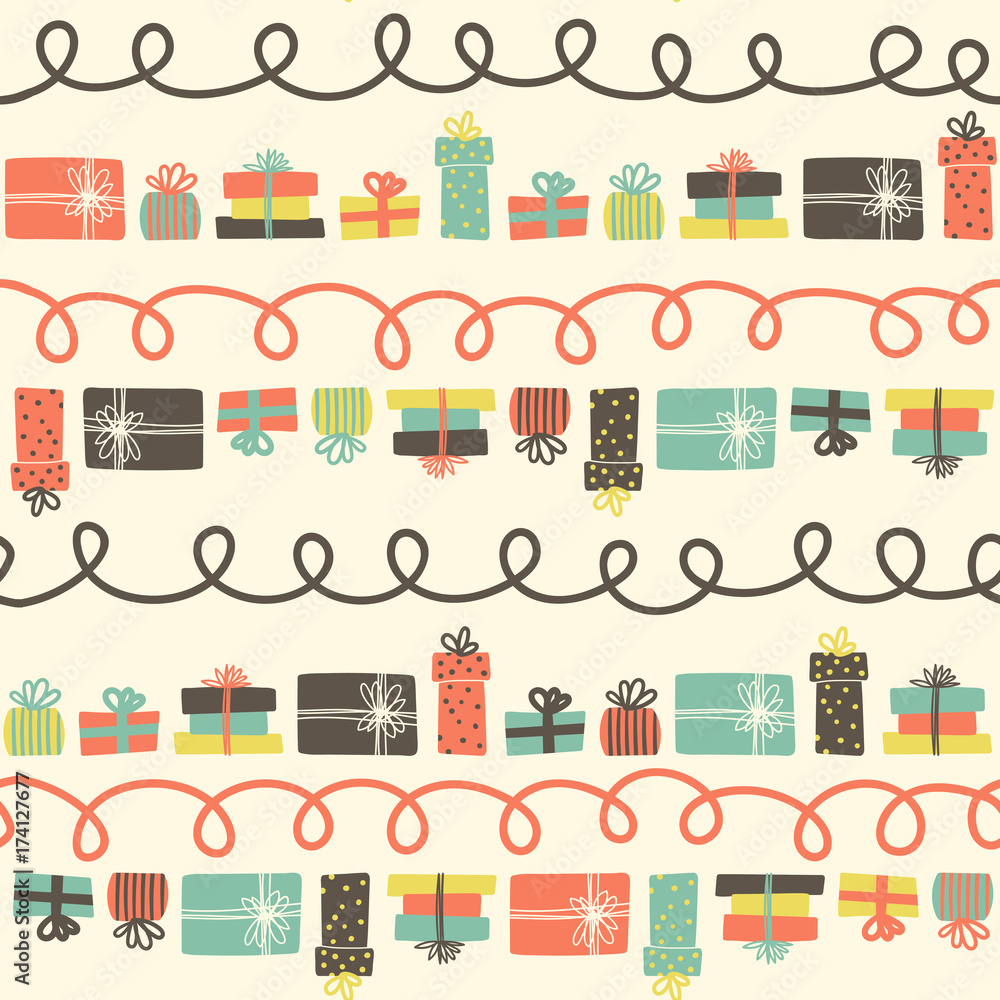 Obraz premium Colorful Gifts Seamless Pattern