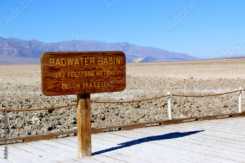 Badwater Basin Sign in Death Valley National Park, California, USA