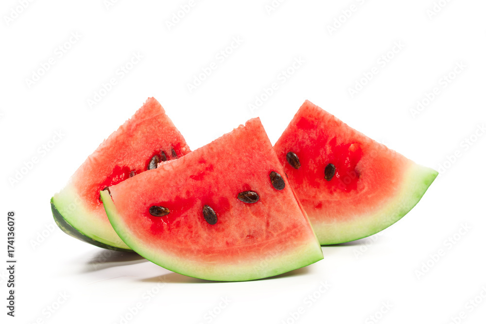 Slice of watermelon on white background