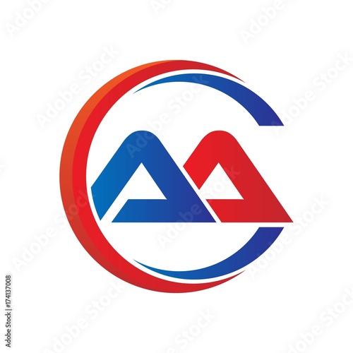 aa logo vector modern initial swoosh circle blue and red