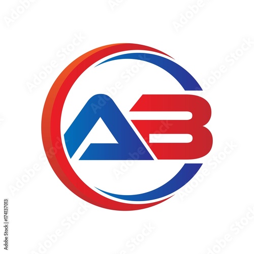 ab logo vector modern initial swoosh circle blue and red