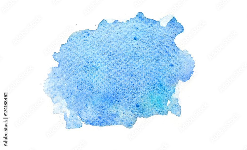 Abstract blue watercolor background texture, watercolor hand painted on white paper