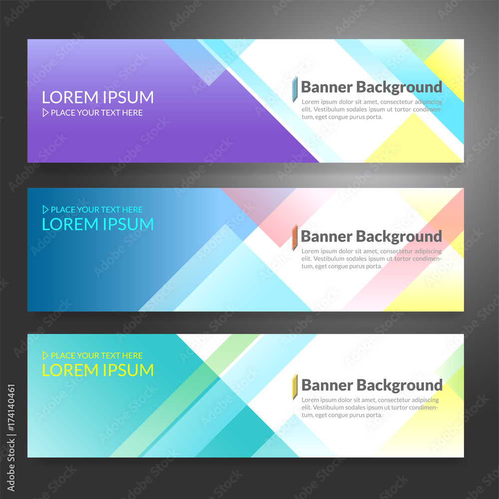 Set of horizon abstract colorful banner background with copy space