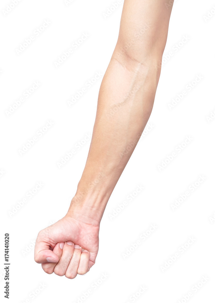 Man arm with blood veins on white background, health care and medical concept Man arm with blood veins on white background, health care and medical concept