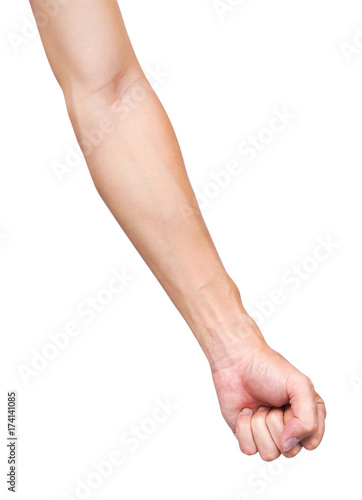Man arm with blood veins on white background with clipping path, health care and medical concept photo