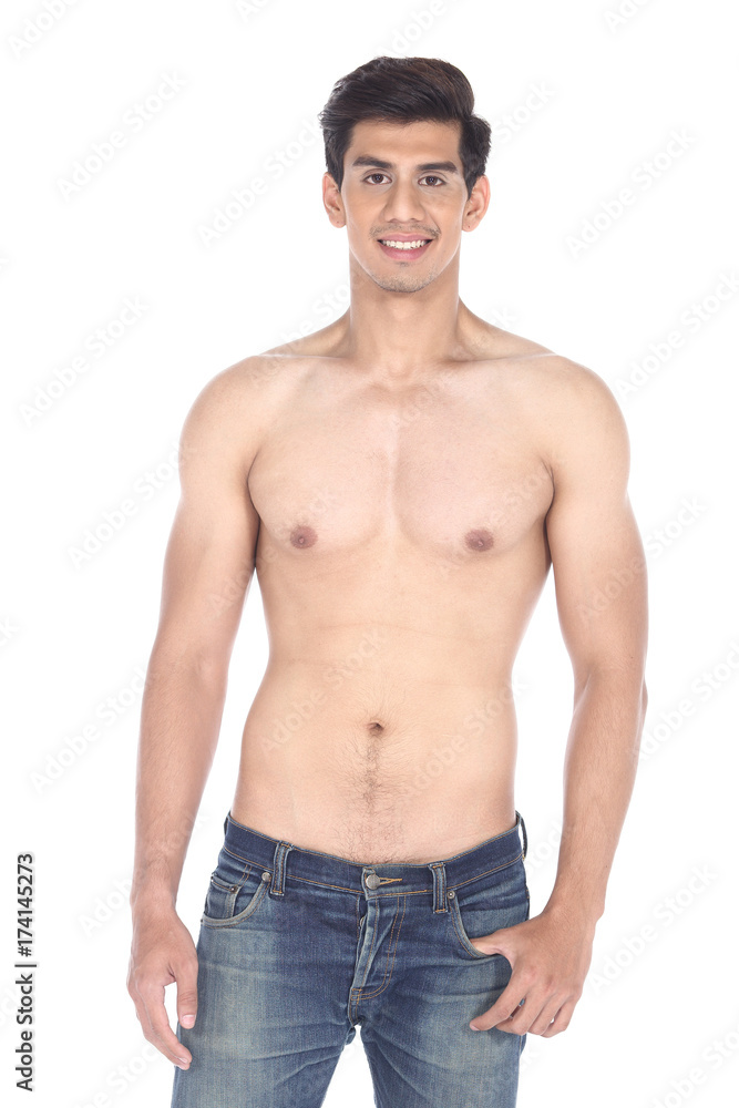 Mix Race Asian black hair, handsome muscle good looking man in topless Mix Race Asian black hair, handsome muscle good looking man in topless