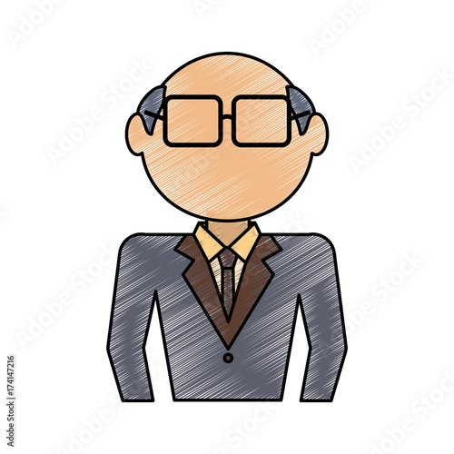 colored old  businessman  with glasses over white background  vector illustration © djvstock