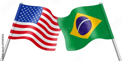 Flags. USA and Brazil photo