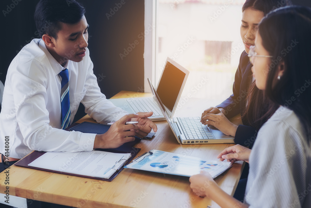 Business - Meeting in the office to plan business operations. Business negotiation Business - Meeting in the office to plan business operations. Business negotiation