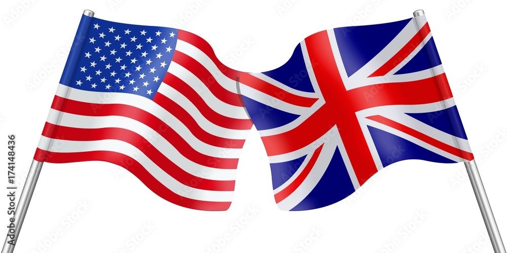 Flags. USA and United Kingdom