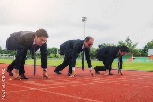 Portrait of a businessman with a competition that is leaving the star.