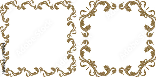 Set of vintage border frame engraving with retro ornament pattern in antique baroque style decorative design. Vector