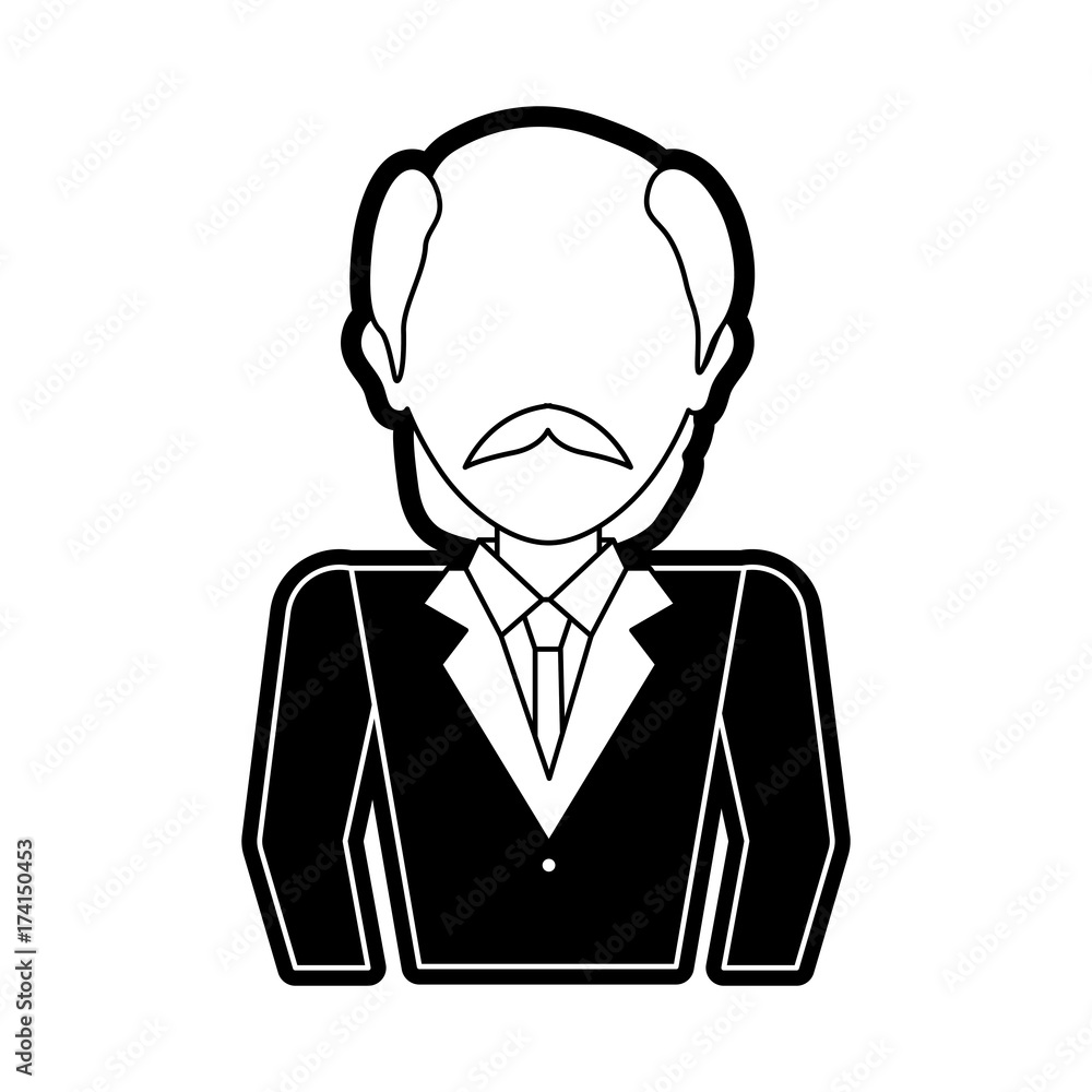 flat line  monocromatic   businessman  over white background  vector illustration