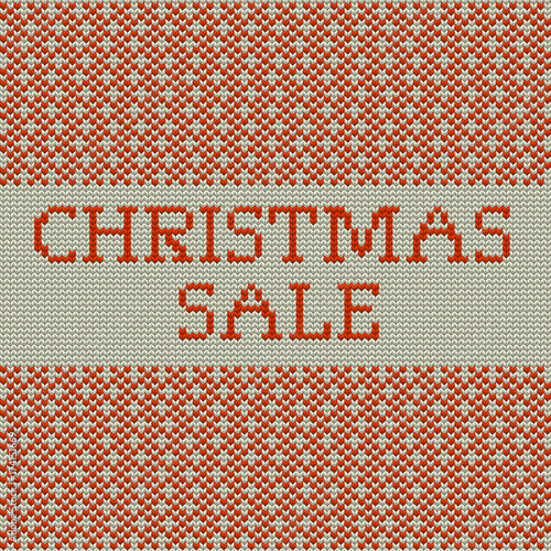 Knitted Christmas sale template banner. EPS 10 vector