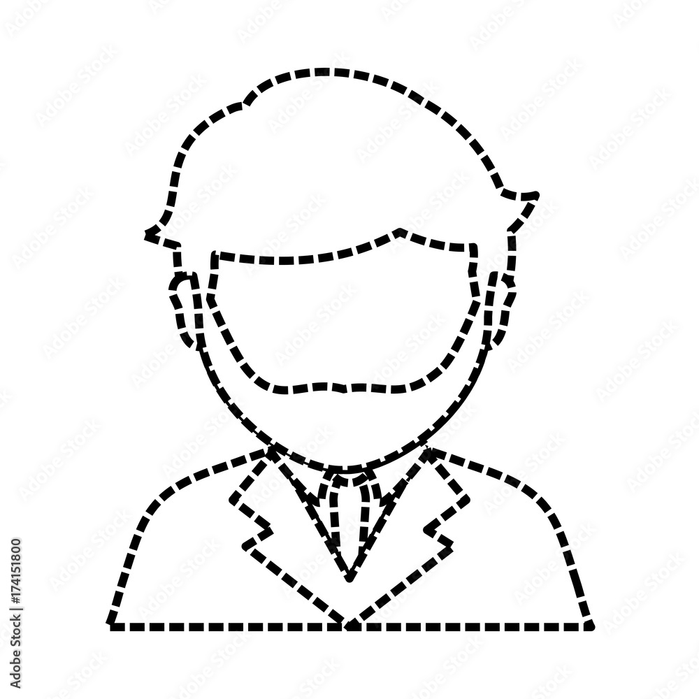 flat line uncolored  lawyer sticker  over white background  vector illustration