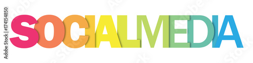 "SOCIAL MEDIA" colourful vector letters Icon
