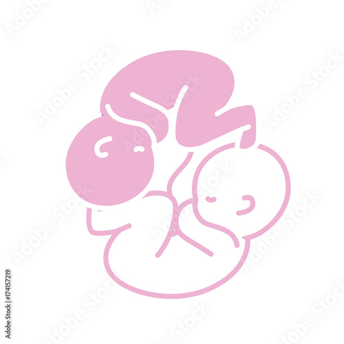 silhouette nice babies twins with umbilical cord