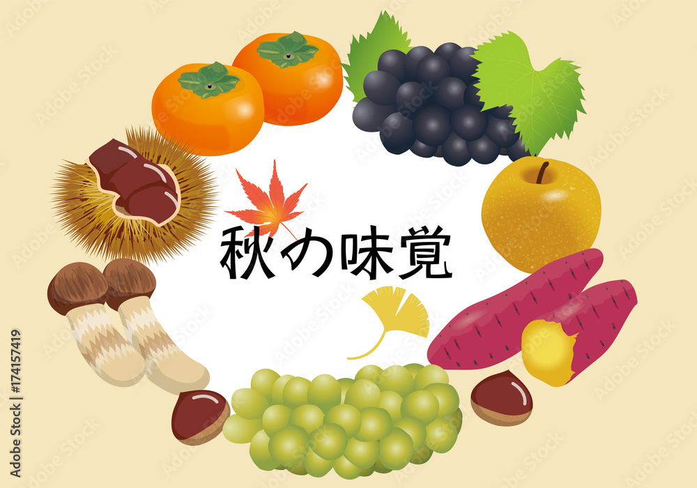 秋の果実のイラスト 背景用イラスト 栗 梨 柿 葡萄 Illustration Of Autumn Taste Stock Vector Adobe Stock 秋の果実のイラスト 背景用イラスト 栗 梨 柿 葡萄 Illustration Of Autumn Taste Stock Vector Adobe Stock