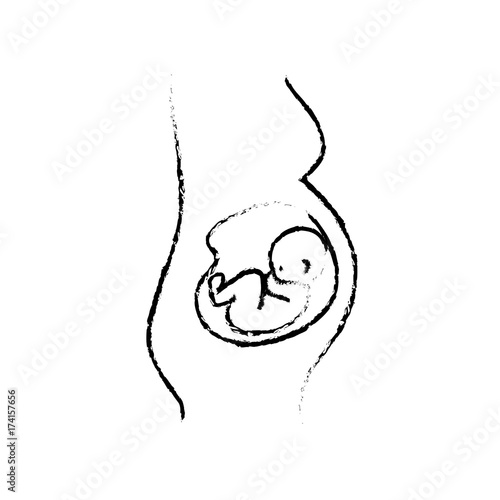 figure woman expecting and baby with umbilical cord