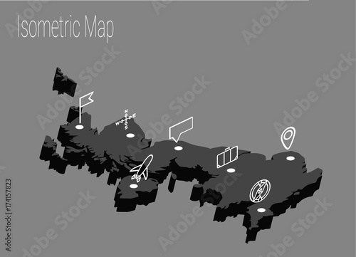 Map United Kingdom isometric concept.