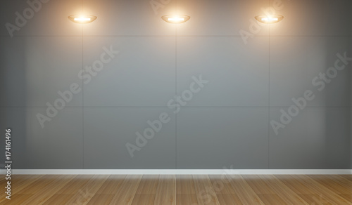 Wallpaper Mural Empty wall in museum with lights 3D rendering Torontodigital.ca