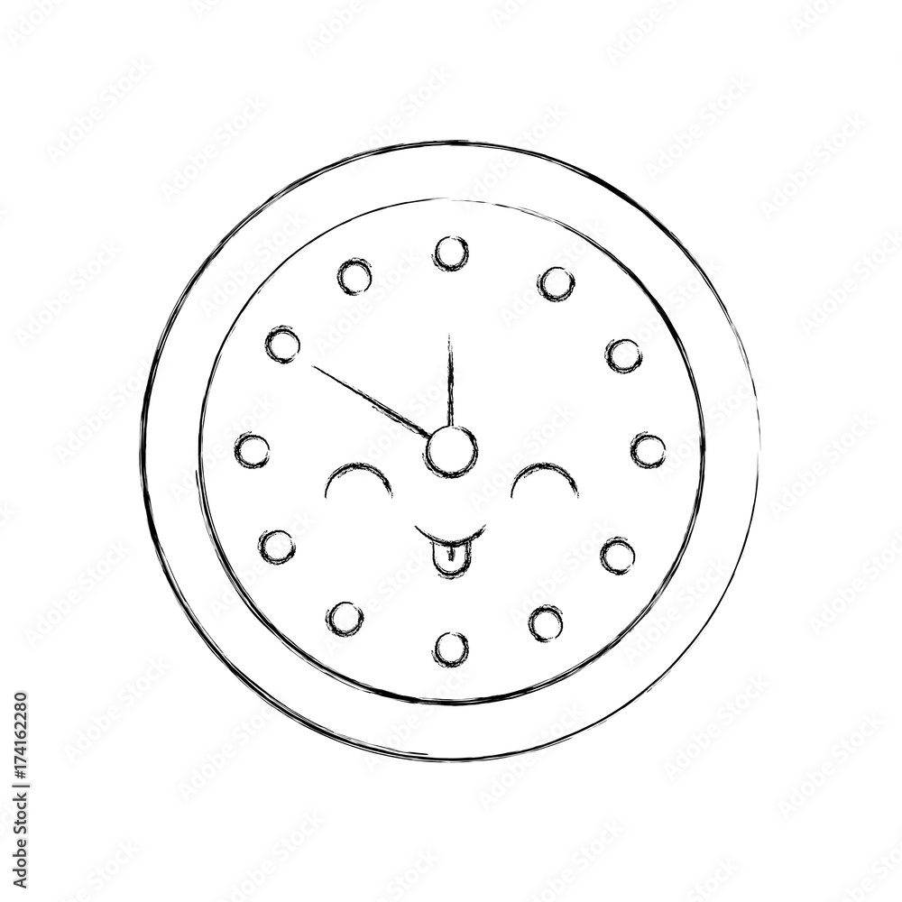 kawaii round clock time minute cartoon kawaii round clock time minute cartoon