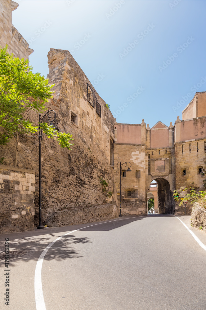 Cagliari, Sardinia, Italy. Fortress gates of the city