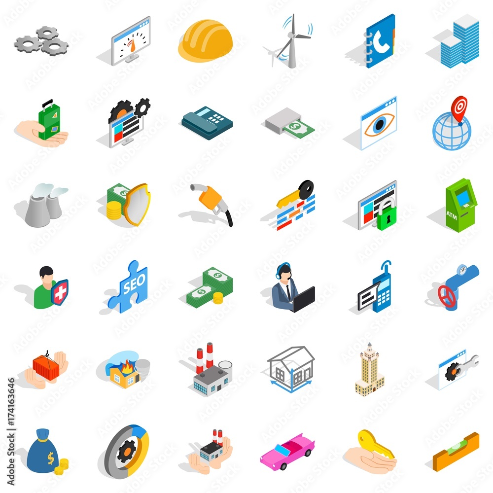 House icons set, isometric style House icons set, isometric style