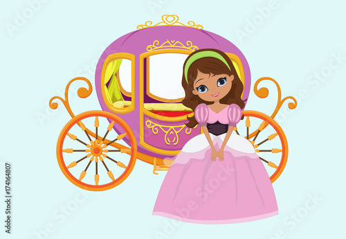 happy princess with royal carriage