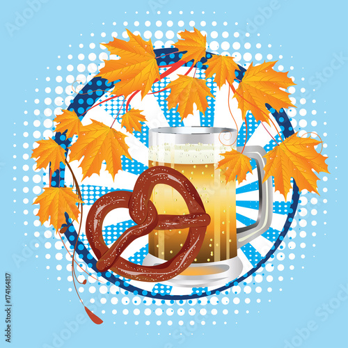 Cartoon Pretzel with Beer