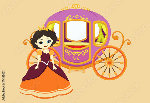 happy princess with royal carriage