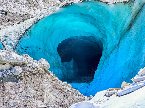 Blue Ice at the Mer de Glace glacier cave, Chamonix, France
