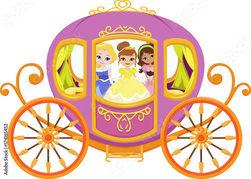 happy princess with royal carriage