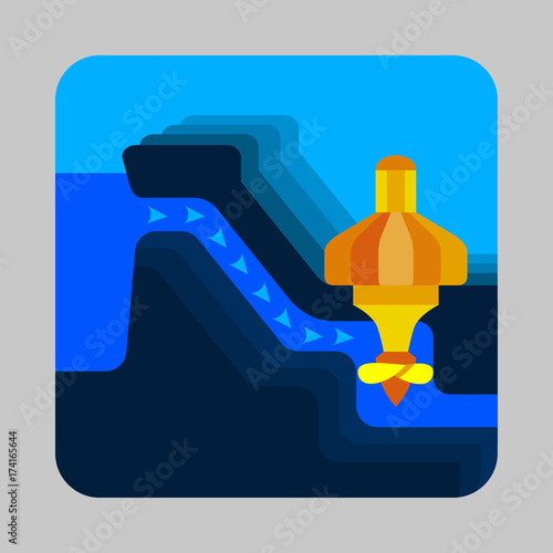 Water energy concept background, cartoon style
