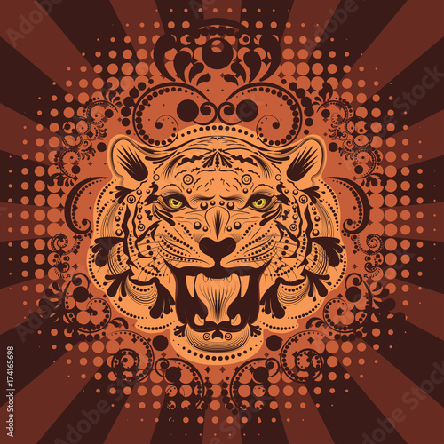 Fototapeta Naklejka Na Ścianę i Meble -  Ornamental Tiger Portrait