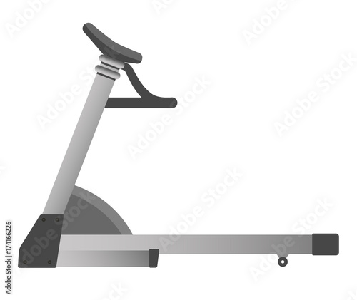 Gym fitness equipment treadmill run trainer exercise machine sport club vector icon