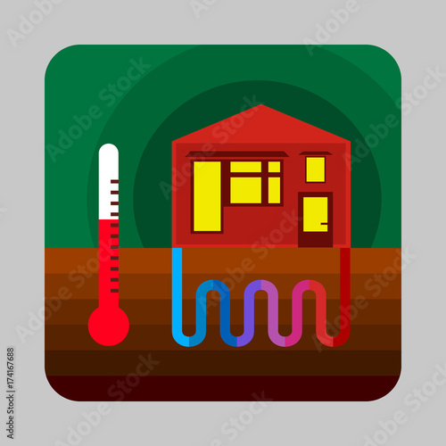 Home thermal energy concept background, cartoon style