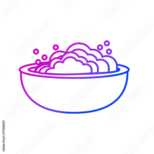 line pail object with detergent and bubbles to clean