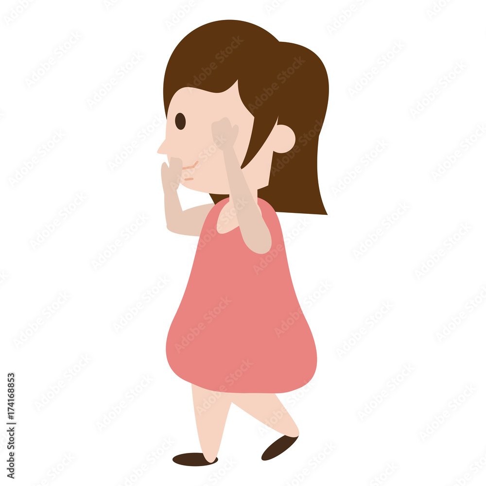 happy girl with short hair touching her face icon image vector illustration design happy girl with short hair touching her face icon image vector illustration design