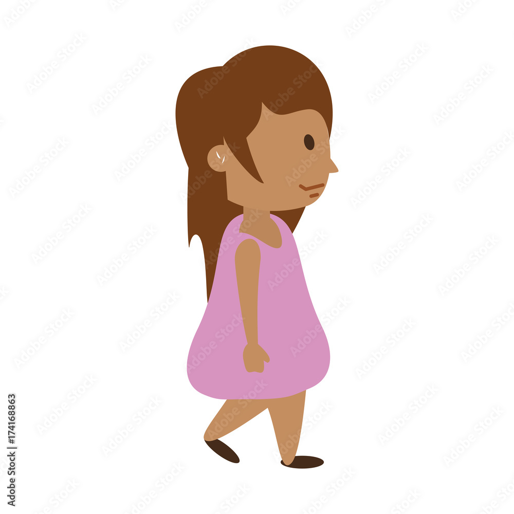 happy girl walking with long hair and tan skin sideview icon image vector illustration design happy girl walking with long hair and tan skin sideview icon image vector illustration design