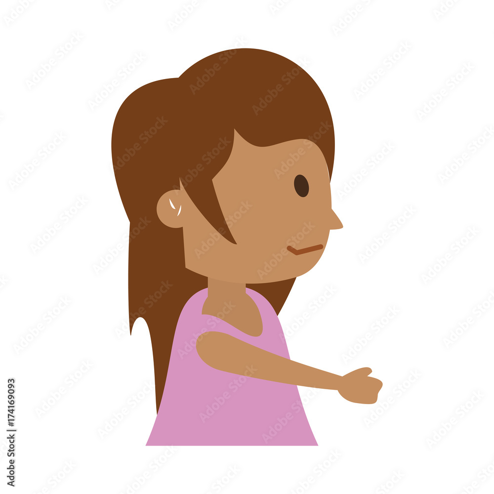 happy girl stretching arm forward with long hair and tan skin icon image vector illustration design happy girl stretching arm forward with long hair and tan skin icon image vector illustration design