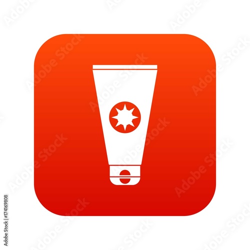Tube with sunbathing cream icon digital red