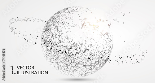 A particle consisting of planets, vector illustrations.