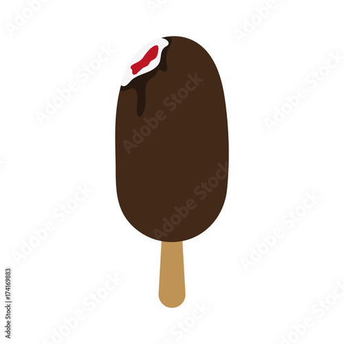 ice cream on stick with red filling icon image vector illustration design 
