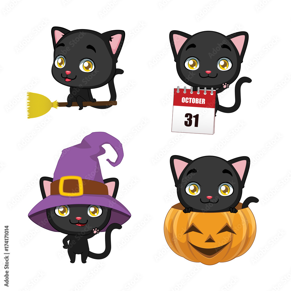 Cute little black cat set Cute little black cat set